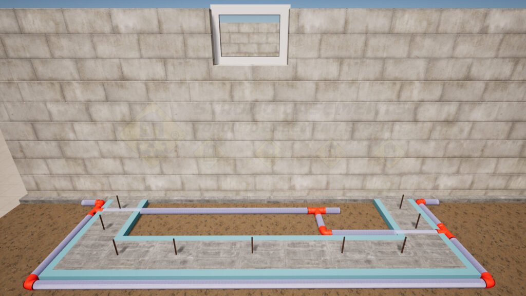 Concrete footing being poured for a basement walkout foundation in Toronto.