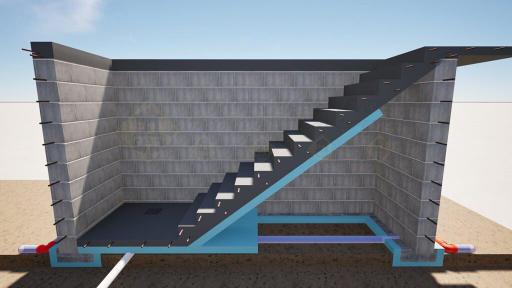 Inside view of a completed basement walkout.