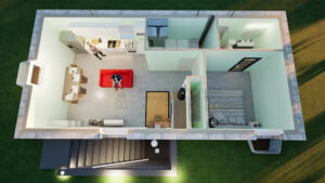 A newly underpinned Toronto basement being transformed into a legal second unit apartment in 2025, showing the new foundation walls and rough-ins for a kitchen.