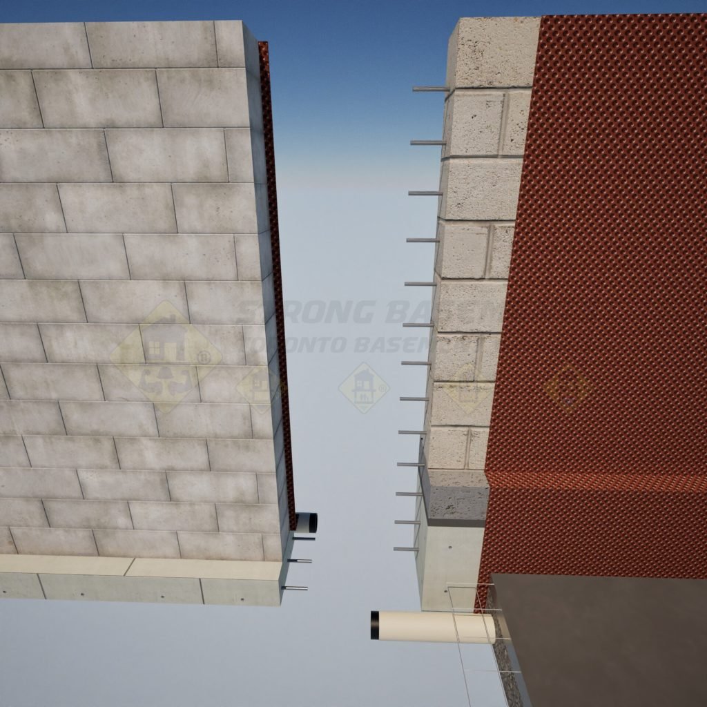 New basement addition foundation built after underpinning, showing extended concrete walls and reinforced footings in a Toronto home.